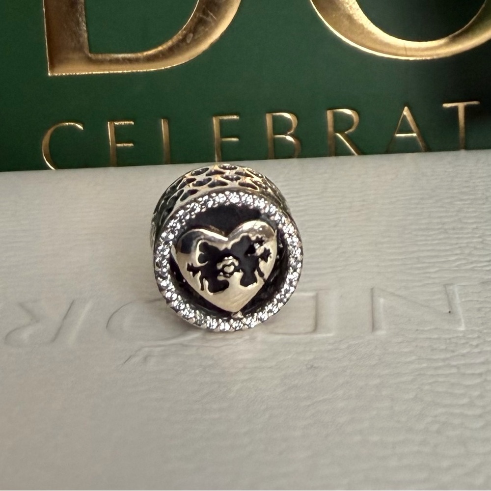 Pandora Silver Disney Minnie + Mickey CZ’s Heart Charm